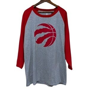 NWT - Men’s Large Grey and Red Toronto Raptors Long Sleeve ‘47 Tee